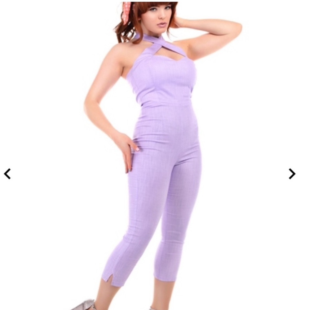 NWT Collectif penny glitter jumpsuit Lilac purple